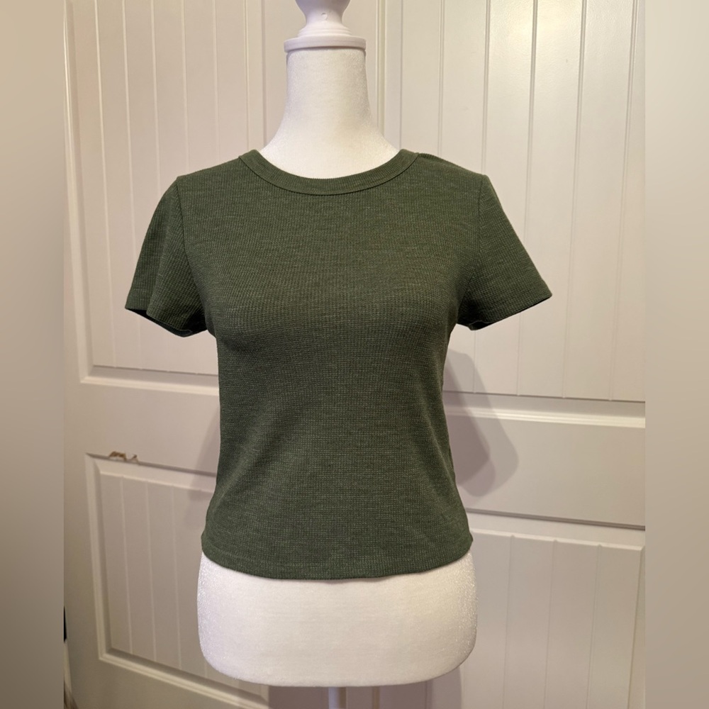 American Eagle Olive Green Ribbed Knit Top